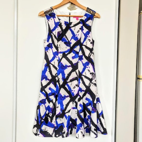 Betsey Johnson Sleeveless Blue Flare Dress sz. 6 - Picture 3 of 8